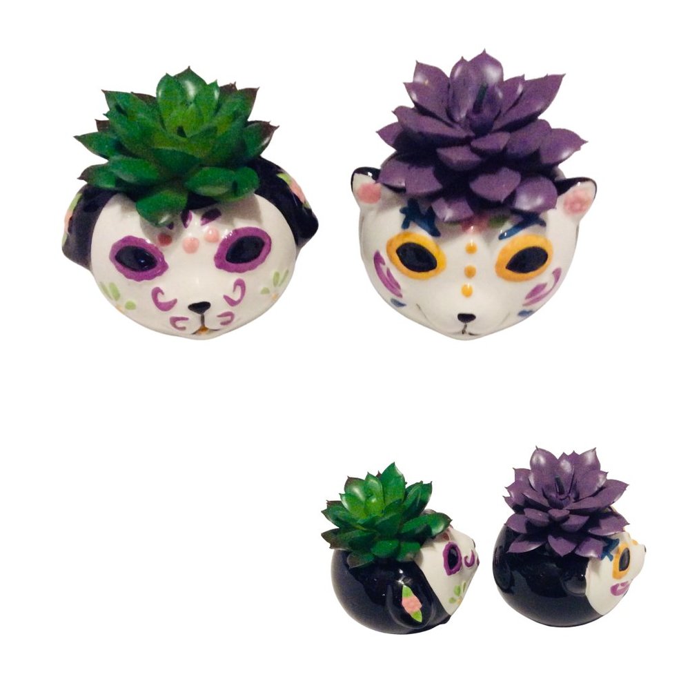 Mini Faux Succulent Planters Cat Dog Home Decor